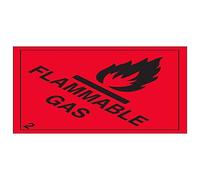 VSafety Flammable Gas Warning Hazard Diamond Sign - Square - 200mm x 200mm - Self Adhesive Vinyl