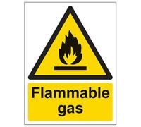 VSafety Flammable Gas Warning Sign - Portrait - 200mm x 300mm - 1mm Rigid Plastic