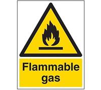VSafety Flammable Gas Warning Sign - Portrait - 300mm x 400mm - 1mm Rigid Plastic