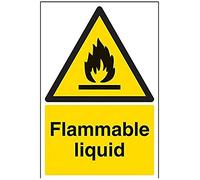 VSafety Flammable Liquid Warning Sign - Portrait - 200mm x 300mm - 1mm Rigid Plastic
