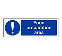 VSafety Food Preparation Area Sign - Landscape - 300mm x 100mm - 1mm Rigid Plastic