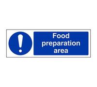 VSafety Food Preparation Area Sign - Landscape - 300mm x 100mm - Self Adhesive Vinyl