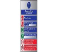 VSafety General Fire Action 6 Message Sign - 150mm x 200mm - Self Adhesive Alu Effect