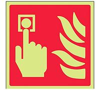 Vsafety Glow In The Dark Call Point Logo Sign - 150mm x 150mm - Rigid Plastic