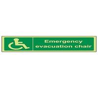VSafety Glow In The Dark Emergency Evacuation Chair Sign - 300mm x 100mm - Rigid Plastic