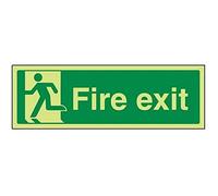 VSafety Glow In The Dark Final Fire Exit Man Left Sign - 600mm x 200mm - Self Adhesive Vinyl