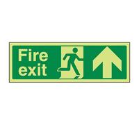VSafety Glow In The Dark Fire Exit Arrow Up Sign - 600mm x 200mm - Self Adhesive Vinyl