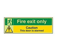 VSafety Glow In The Dark Fire Exit Only/Door Alarmed Sign - 450mm x 150mm - Rigid Plastic