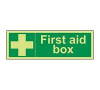 Vsafety Glow In The Dark First Aid Box Sign - 300mm x 100mm - Rigid Plastic