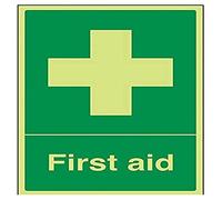 Vsafety Glow In The Dark First Aid Sign - 200mm x 300mm - Rigid Plastic
