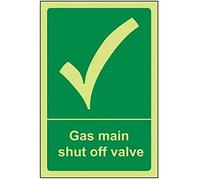 Vsafety Glow In The Dark Gas Shut Off Control Valve Sign - 200mm x 300mm - Rigid Plastic