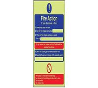 VSafety Glow In The Dark General Fire Action If You Discover A Fire. Fire Action Notice Sign - 150mm x 200mm - Self Adhesive Vinyl