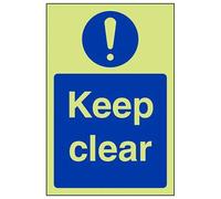 VSafety Glow In The Dark Keep Clear Fire Door Sign - Portrait - 150mm x 200mm - Self Adhesive Vinyl