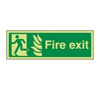 VSafety Glow In The Dark NHS Final Fire Exit Man Left Sign - 300mm x 100mm - Rigid Plastic