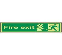 VSafety Glow In The Dark NHS Final Fire Exit Man Right Sign - 450mm x 150mm - Self Adhesive Vinyl