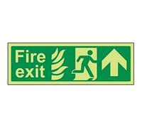 VSafety Glow In The Dark NHS Fire Exit Arrow Up Sign - 450mm x 150mm - Self Adhesive Vinyl