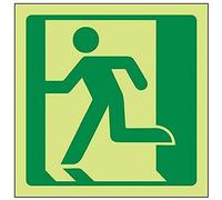 VSafety Glow In The Dark Running Man Left Logo Fire Exit Sign - 150mm x 150mm - Self Adhesive Vinyl