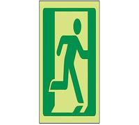 VSafety Glow In The Dark Running Man Right Logo Fire Exit Sign - 100mm x 100mm - Self Adhesive Vinyl
