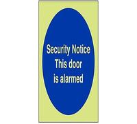 VSafety Glow In The Dark Security Notice This Door Is Alarmed Fire Door Sign - 200mm x 200mm - Self Adhesive Vinyl