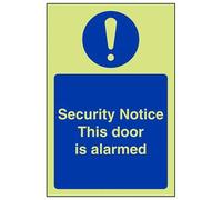 VSafety Glow In The Dark Security Notice This Door Is Alarmed Sign - 150mm x 200mm - Rigid Plastic