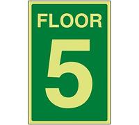VSafety Green Floor 5 Sign - 150x200mm - Photoluminescent Self Adhesive
