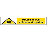 VSafety Harmful Chemicals Warning Sign - Landscape - 300mm x 100mm - 1mm Rigid Plastic
