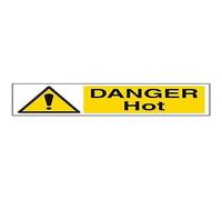 VSafety Hot Warning Temperature Sign - Landscape - 300mm x 100mm - 1mm Rigid Plastic