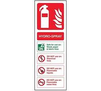 VSafety Hydro-Spray Id Fire Extinguisher Sign - Portrait - 100mm x 280mm - Self Adhesive Vinyl