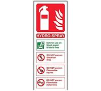VSafety Hydro-Spray Id Fire Extinguisher Sign - Portrait - 75mm x 200mm - Self Adhesive Vinyl