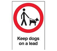 VSafety Keep Dogs On A Lead Prohibition Sign - Portrait - 200mm x 300mm - 1mm Rigid Plastic