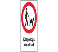VSafety Keep Dogs On A Lead Prohibition Sign - Portrait - 200mm x 300mm - Self Adhesive Vinyl