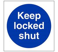 VSafety Keep Locked Shut Sign - Square - 100mm x 100mm - Self Adhesive Vinyl