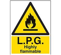 Vsafety Lpg Highly Flammable Warning Fire And Flammable Sign - 300mm x 400mm - 1mm Rigid Plastic