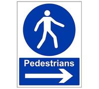 VSafety Mandatory General-Pedestrians.Arrow right-600x800mm 3mm Aluminium Composite With Fixing Channel Safety Sign