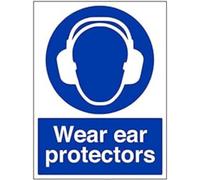 Vsafety Mandatory PPE - Wear Ear Protectors - 300 x 400 mm Safety Sign