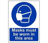 VSafety Marks Must Be Worn In This Area PPE Sign - Portrait - 150mm x 200mm - Self Adhesive Vinyl