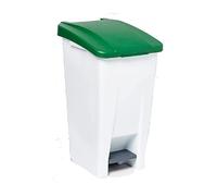 VSafety MOBILE PEDAL RECYCLING BIN - 60L - 490X380X700MM - GREEN LID - 1 BIN