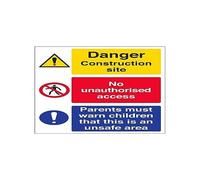 VSafety Multi Hazard Site Safety Must Warn Children Warning Sign - Portrait - 300mm x 400mm - 2mm Rigid Plastic