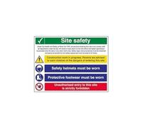 Vsafety Multi Hazard Site Safety Protective Footwear Warning Sign - 600mm x 450mm - 2mm Rigid Plastic