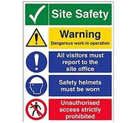 Vsafety Multi Hazard Site Safety Site Tick Warning Sign - 450mm x 600mm - 2mm Rigid Plastic