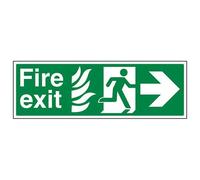 VSafety NHS Fire Exit Arrow Right Sign - Landscape - 450mm x 150mm - 1mm Rigid Plastic