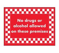 VSafety No Drugs or Alcohol on Premises Sign - 200mm x 150mm - Self Adhesive Vinyl