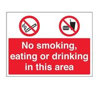 VSafety No Smoking/Eating/Drinking In This Area-800x600mm 3mm Aluminium Composite With Anti-Graffiti Coating Safety Sign