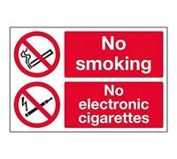 VSafety No Smoking No Electronic Cigarettes - 400mm x 300mm - Rigid Plastic