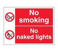 VSafety No smoking, no naked light - 800x600mm 3mm Aluminium Composite With Fixing Channel Safety Sign