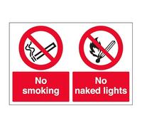 VSafety No Smoking/No Naked Light - 800x600mm Class RA1 Reflective 3mm Aluminium Composite With Anti-Graffiti Coating Safety Sign