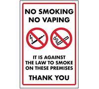 VSafety No Smoking No Vaping/It is Against The Law To Smoke Sign - 150mm x 200mm - Self Adhesive