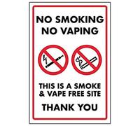 VSafety No Smoking No Vaping/This is a Smoke & Vape Free Zone Sign - 200mm x 300mm - Rigid Plastic