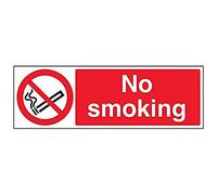VSafety No Smoking Prohibition Sign - Landscape - 450mm x 150mm - 1mm Rigid Plastic