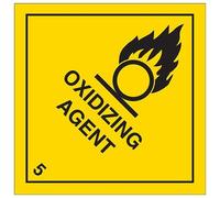 Vsafety Oxidising Agent Warning Hazard Diamond Sign - 100mm x 100mm - Self Adhesive Vinyl